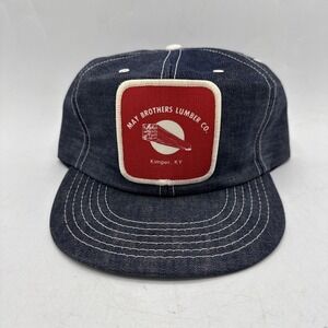Vintage Trucker Hat Adults Denim Mays Bros‎ Lumber Patch 80s